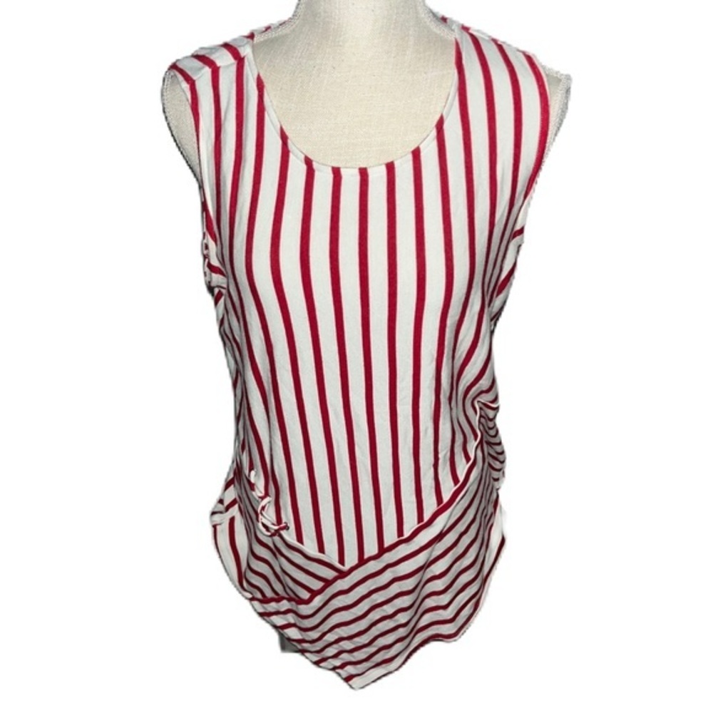 Women’s Red & White Striped Sleeveless Top L